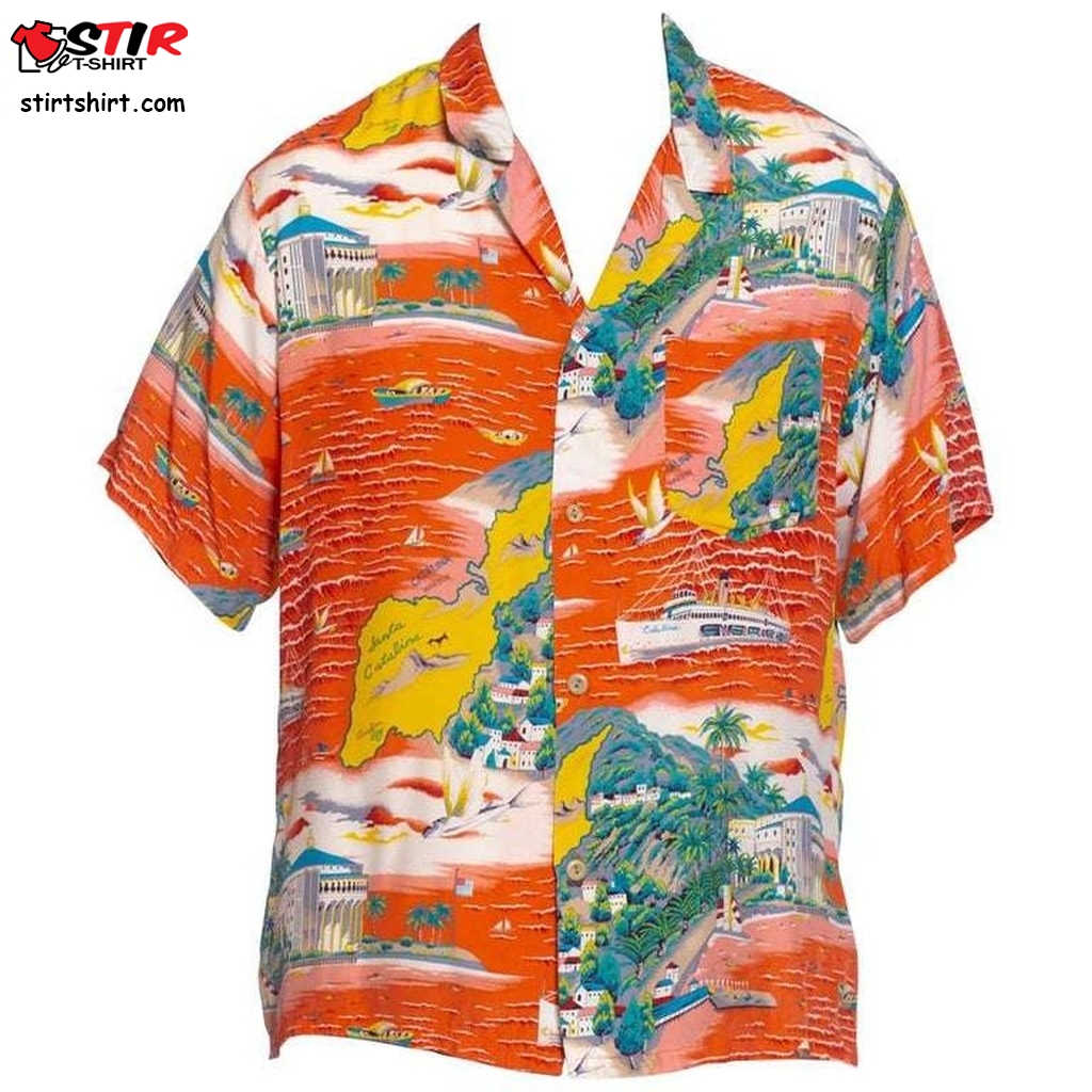 1980S Orange Catalina Hawaiian Shirt