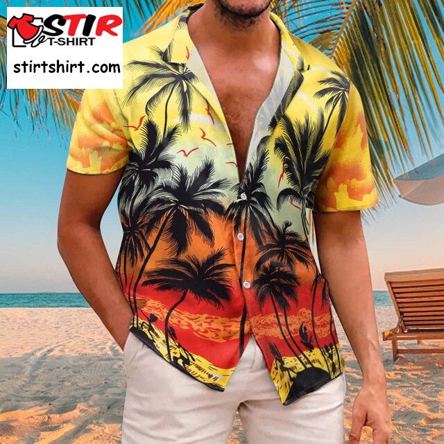 2022 Fashion Men_S Short Sleeve Hawaiian Shirt Tops Fruit Floral Printed Blouse Oversized Summer Casual Beach Shirts For Men  Oversized  Outfit