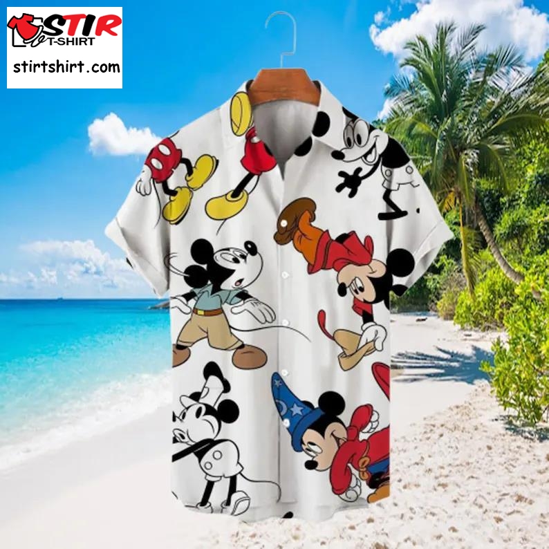 2023 3D Printed Disney Donald Duck Mickey Mouse Floral Shirt, Men_S Shirt Summer Fashion Trend Vintage Shirt, Mickey Beach Hawaiian Shirt