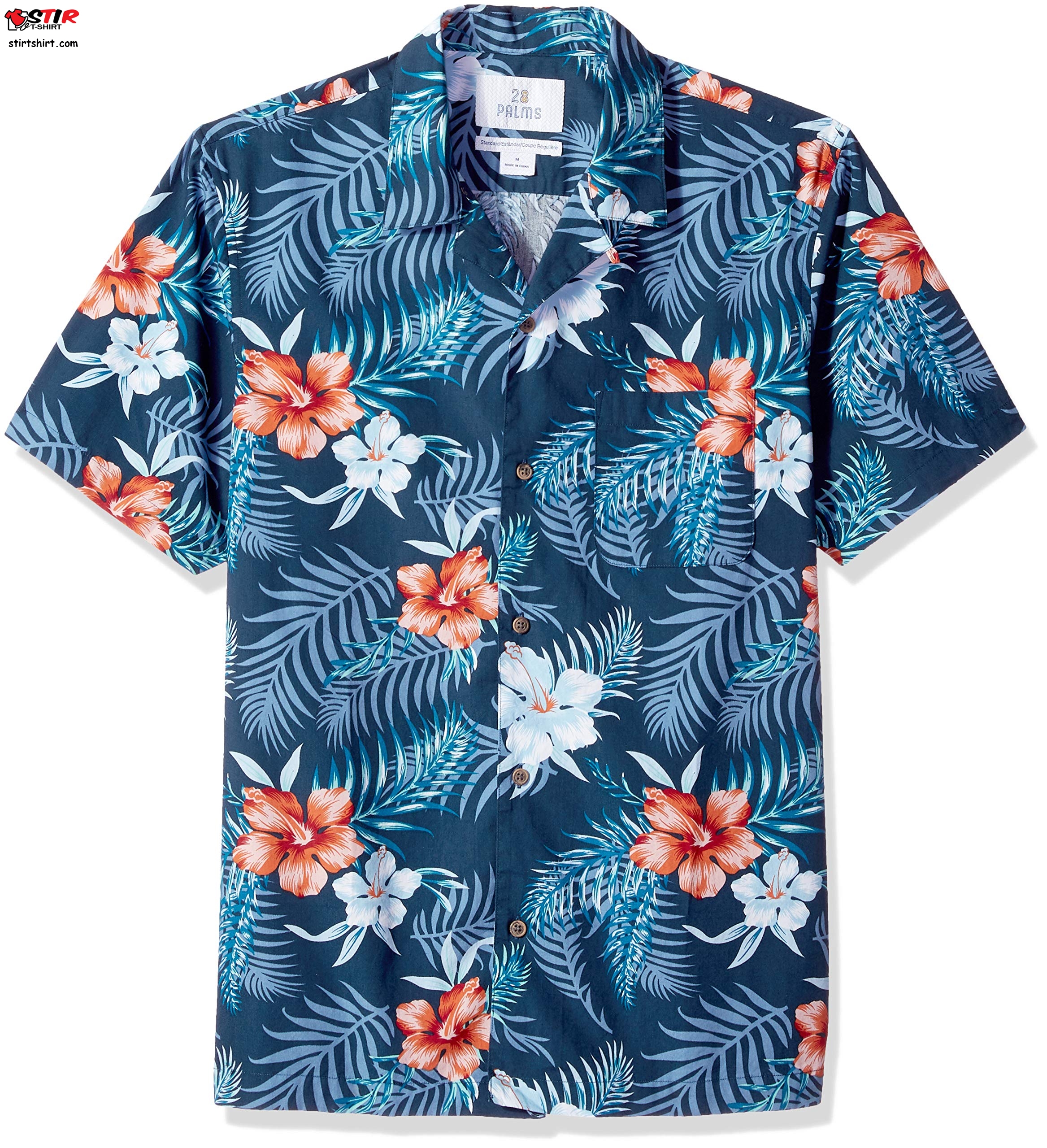 28 Palms Men_S Standard Fit 100_ Cotton Tropical  Red White And Blue 