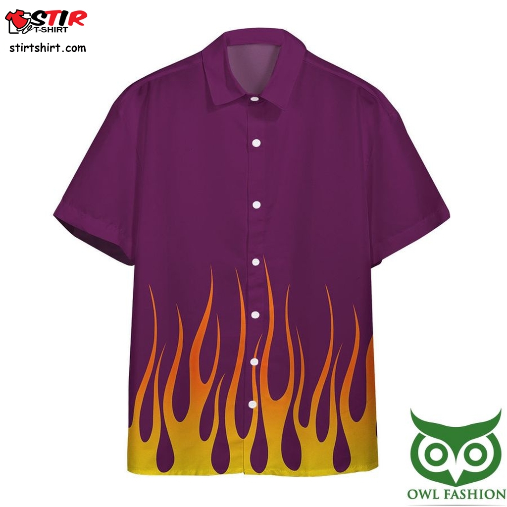 3D Aop Purple Hot Rod Yellow Flame With Skull Custom Hawaiian Shirt  Hawkeye Pierce 