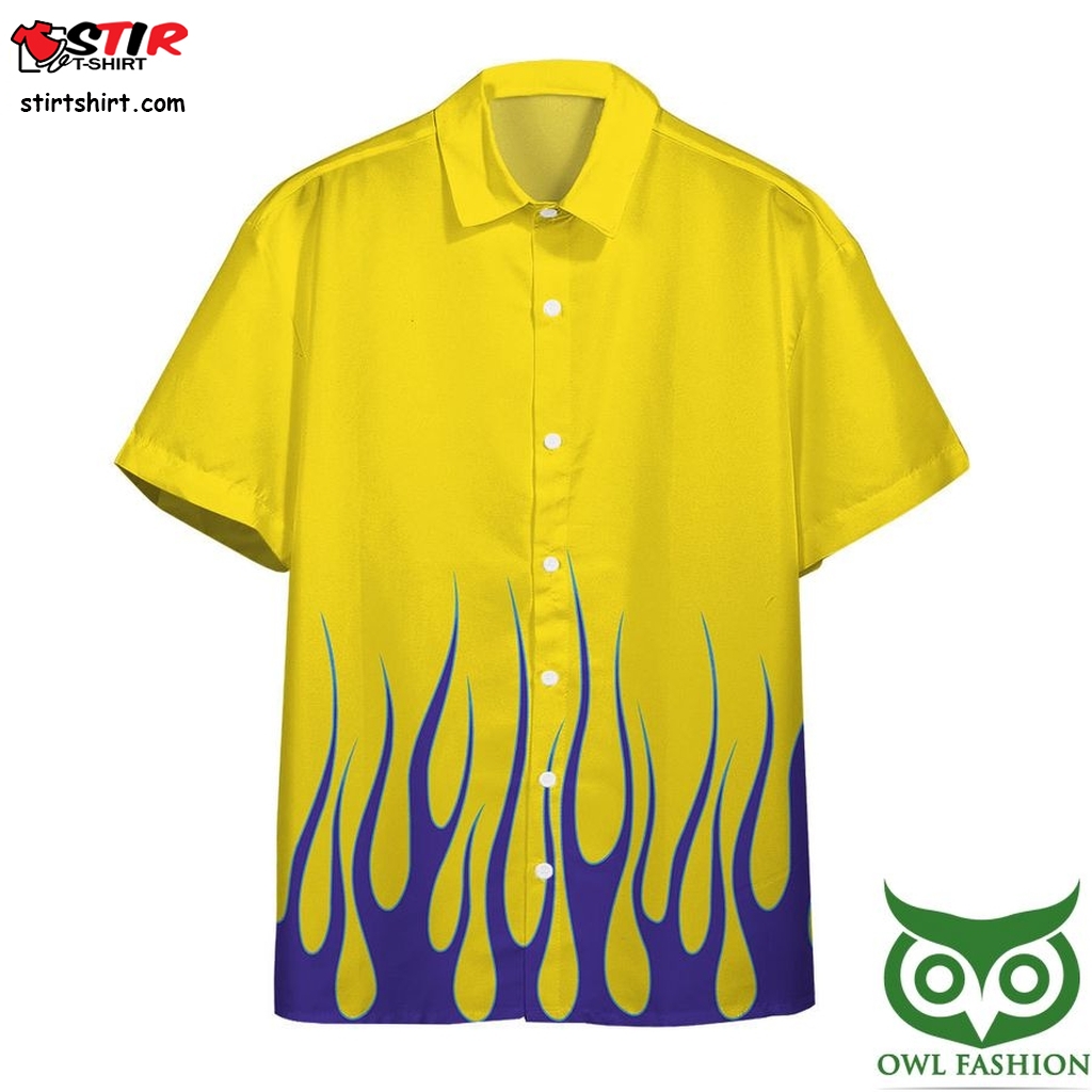 3D Aop Yellow Hot Rod Blue Flame With Skull Custom Hawaiian Shirt  Billabong 