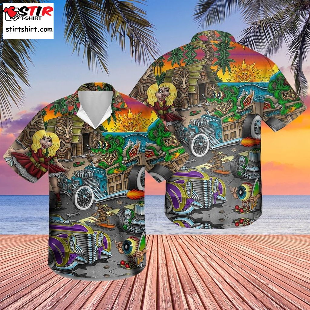 3D Rat Fink And The Hot Rod Story Aloha Gif Beach Funny Trending Hot Hawaii Shirt