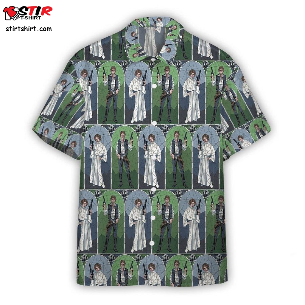 3D Star Wars Stained Glass Han Leia Custom Hawaiian Shirt