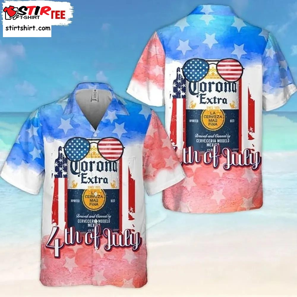 4Th Of July Hawaiian Shirt Patriotic Corona Extra  Mens Patriotic 