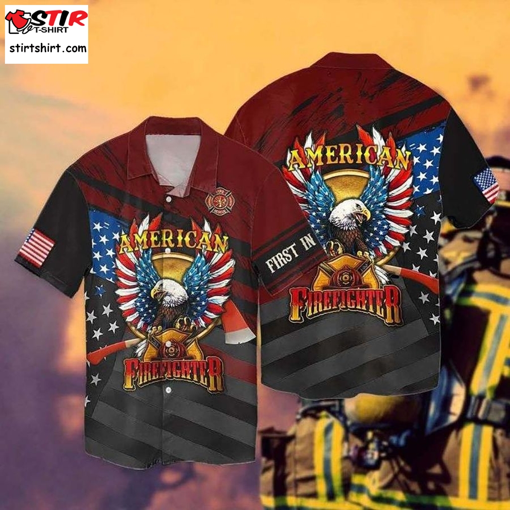 4Th Of July Independence Day American Firefighter Eagle Hawaiian Shirt For Men Women   Store