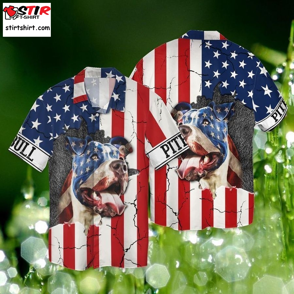 4Th Of July Independence Day American Pitbull For Men And Women Graphic Print Short Sleeve Hawaiian Casual Shirt Y97   Store