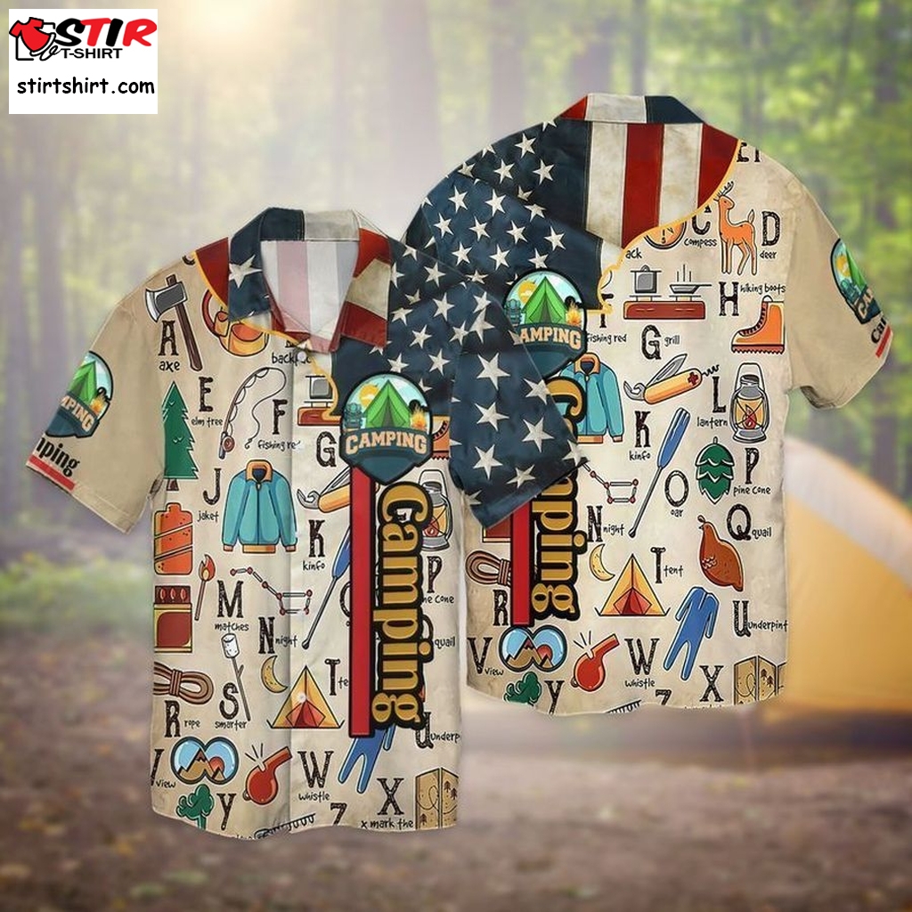 4Th Of July Independence Day Camping Alphabet For Men And Women Graphic Print Short Sleeve Hawaiian Casual Shirt Y97  Sandlot 