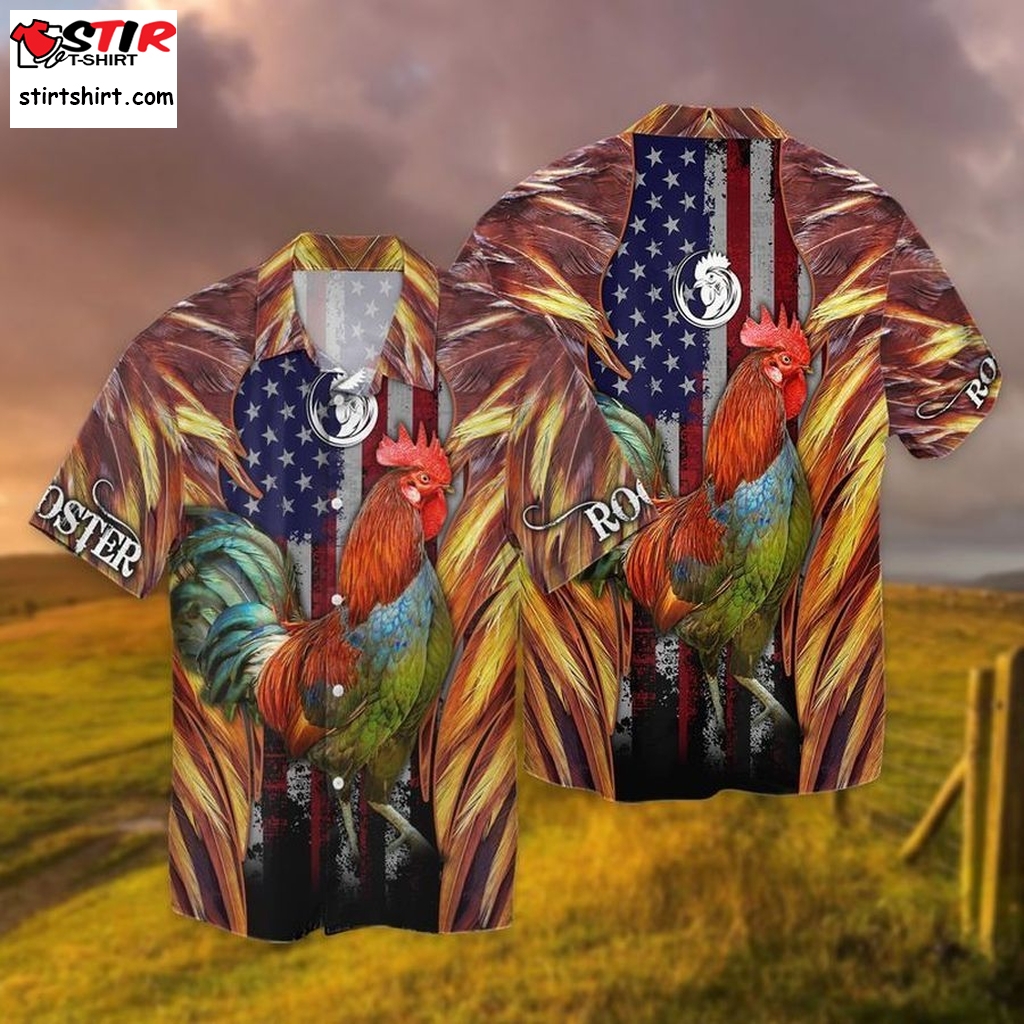 4Th Of July Independence Day Rooster For Men And Women Graphic Print Short Sleeve Hawaiian Casual Shirt Y97  Rooster Top Gun 