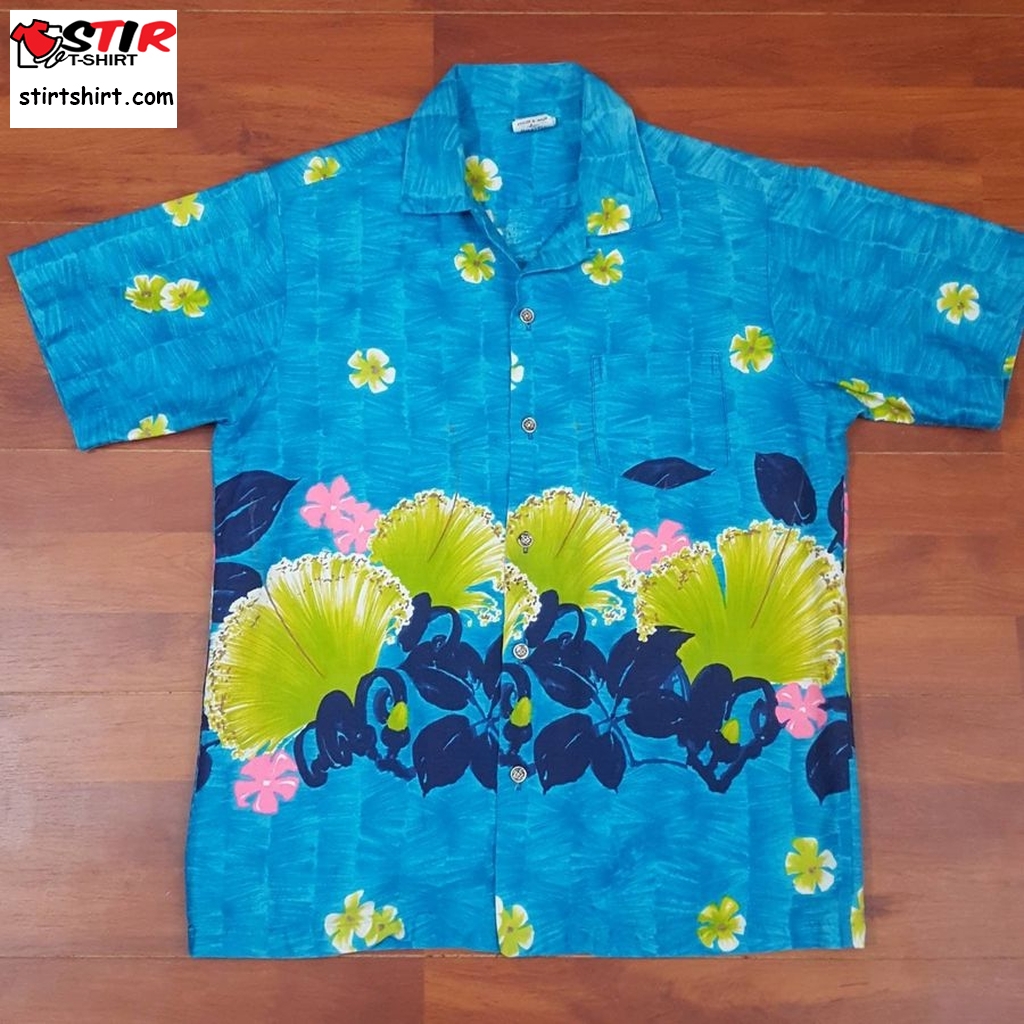 50'S Or 60'S Hawaiian Surf Pacific Sportswear Shirt   Fits Like Sm   Made In Usa   Vintage Hawaiian Shirt   Blue Green Pink   Vintage Aloha  Vintage s