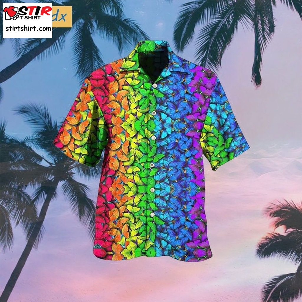 6 Color Rainbow Butterfly Gay Lesbian Support + Lgbtq Hawaii Shirt  Corn 