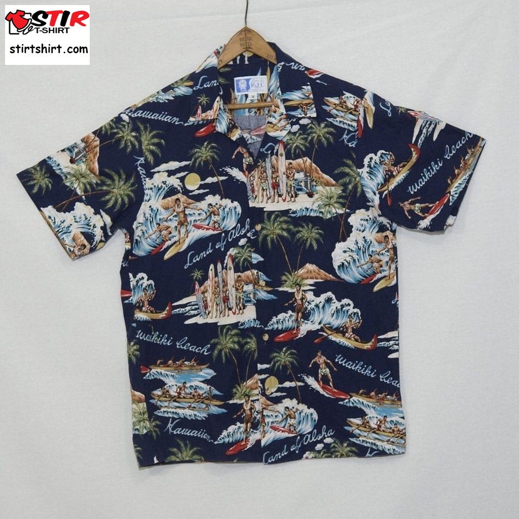 60S Rjc Hawaiian Shirt Vintage Aloha Camp Top, Robert J Clancey Label, Made In Hawaii, Usa   Size Medium  Vintage s
