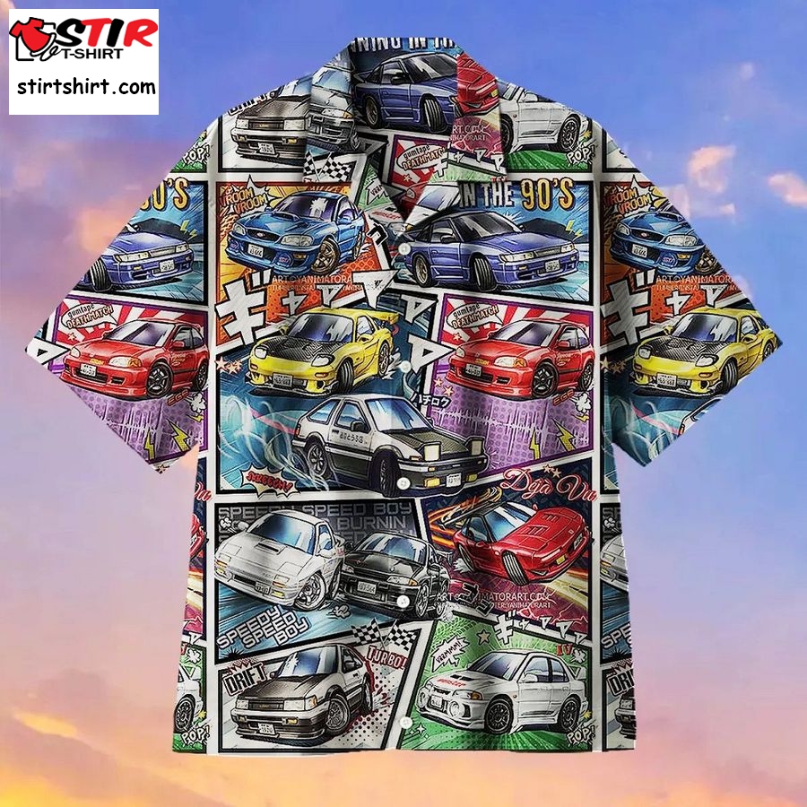 90S Initial D Car Poster Hawaiian Shirt  80s  Fashion