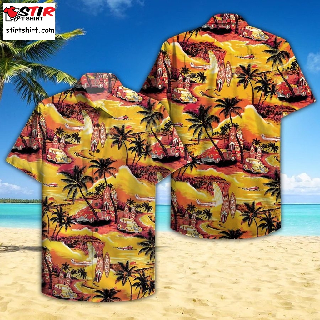 90S Orange And Yellow Hawaiian Sunset Hawaiian Shirt  Funny Shirts, Tee
