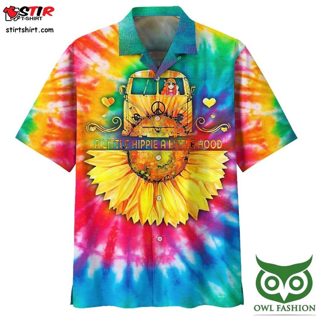 A Little Hippie A Little Hood Sunflower Colorful Hawaiian Shirt  Coors Light 