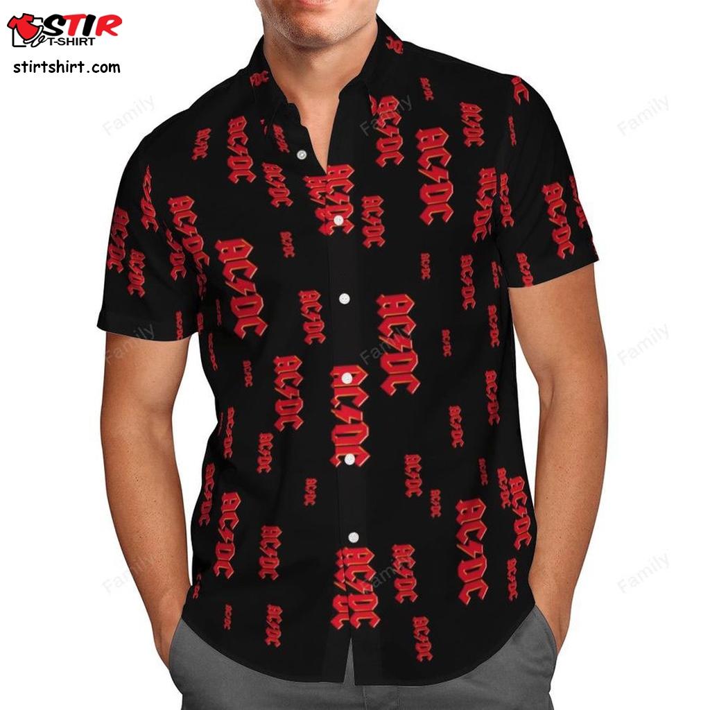Ac Dc Aop Black Hawaiian Shirt   Black