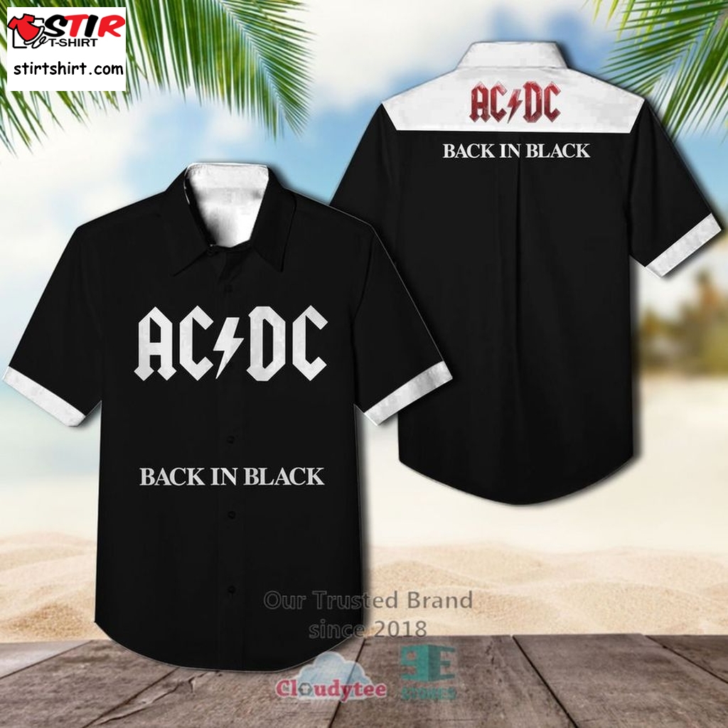 Ac Dc Back In Black Albums Hawaiian Shirt     Black