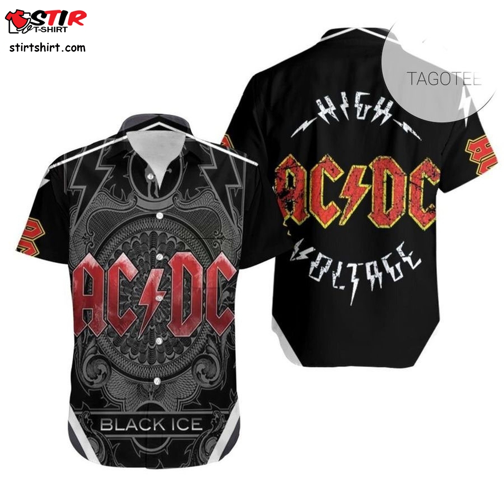 Acdc Black Ice Tour Authentic Hawaiian Shirt 2023   Black