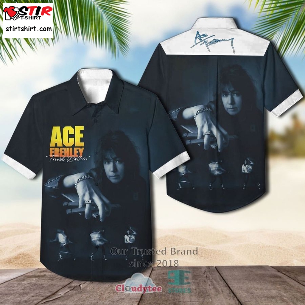 Ace Frehley Trouble Walkin' 1989 Casual Hawaiian Shirt    Ace Ventura 