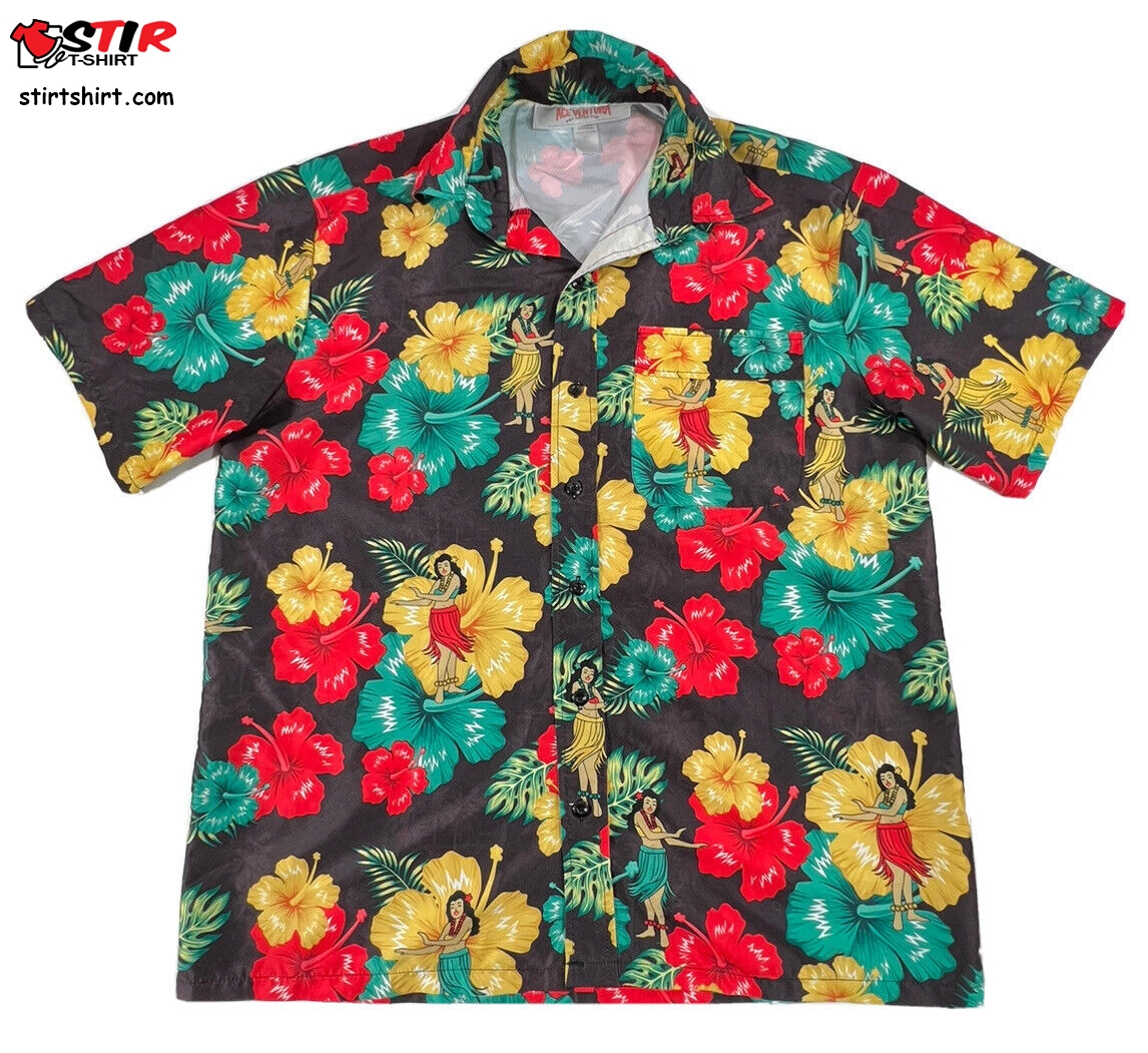 Ace Ventura Pet Detective Hawaiian Shirt Mens Large Floral Hula Girl  Ace Ventura 