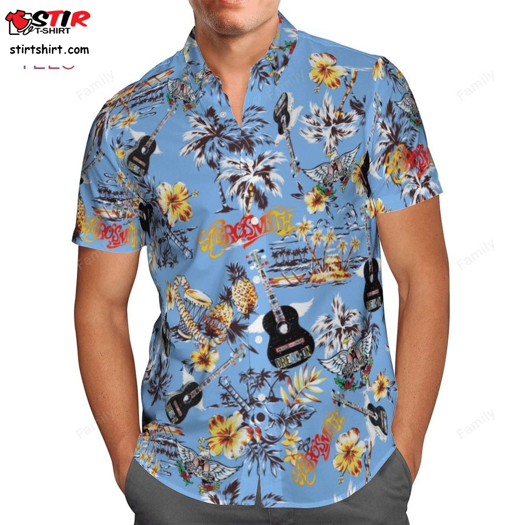 Aerosmith Blue Hawaiian Shirt  Ranboo 