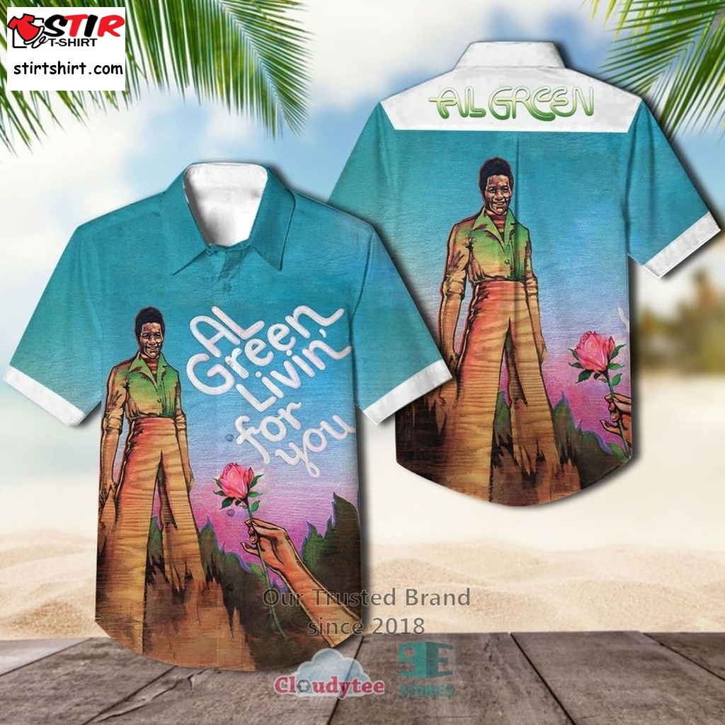Al Green Livin' For You 1973 Casual Hawaiian Shirt     Green