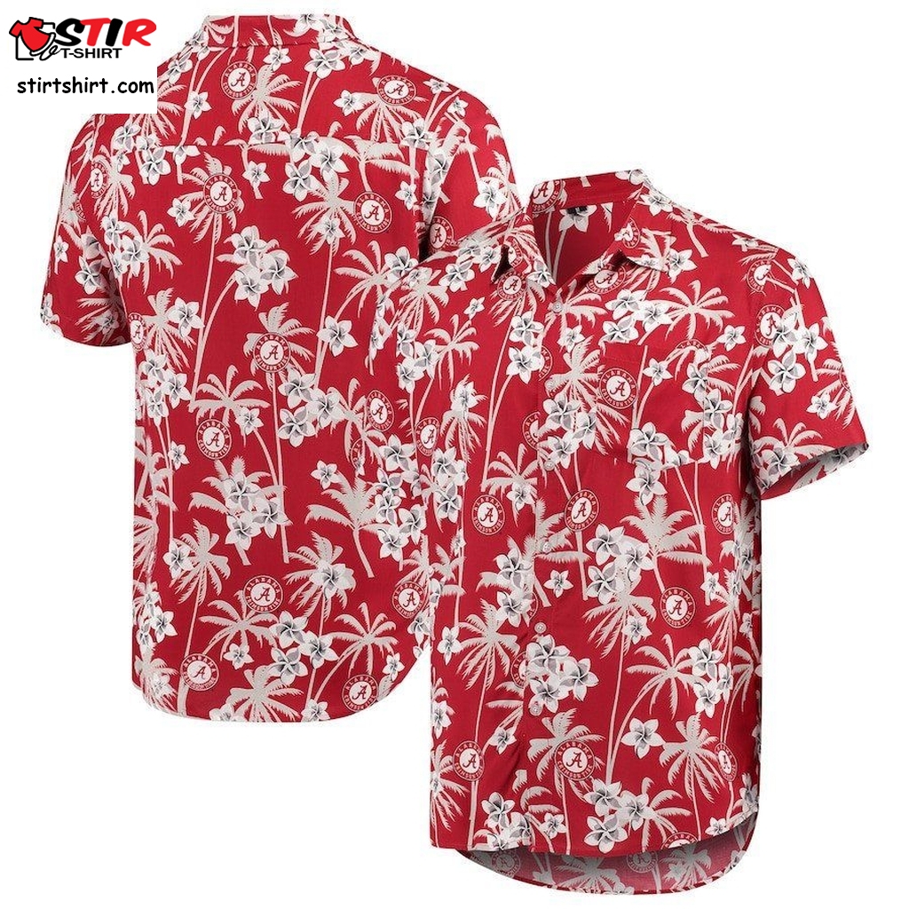 Alabama Crimson Tide Crimson College Floral Button Up Hawaiian Shirt  Alabama 