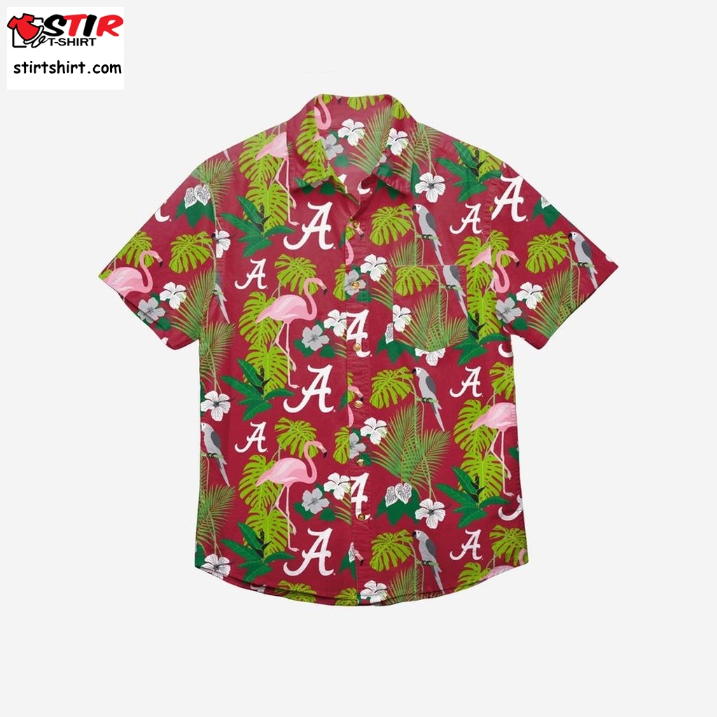 Alabama Crimson Tide Floral Button Up Hawaiian Shirt  Chunk 