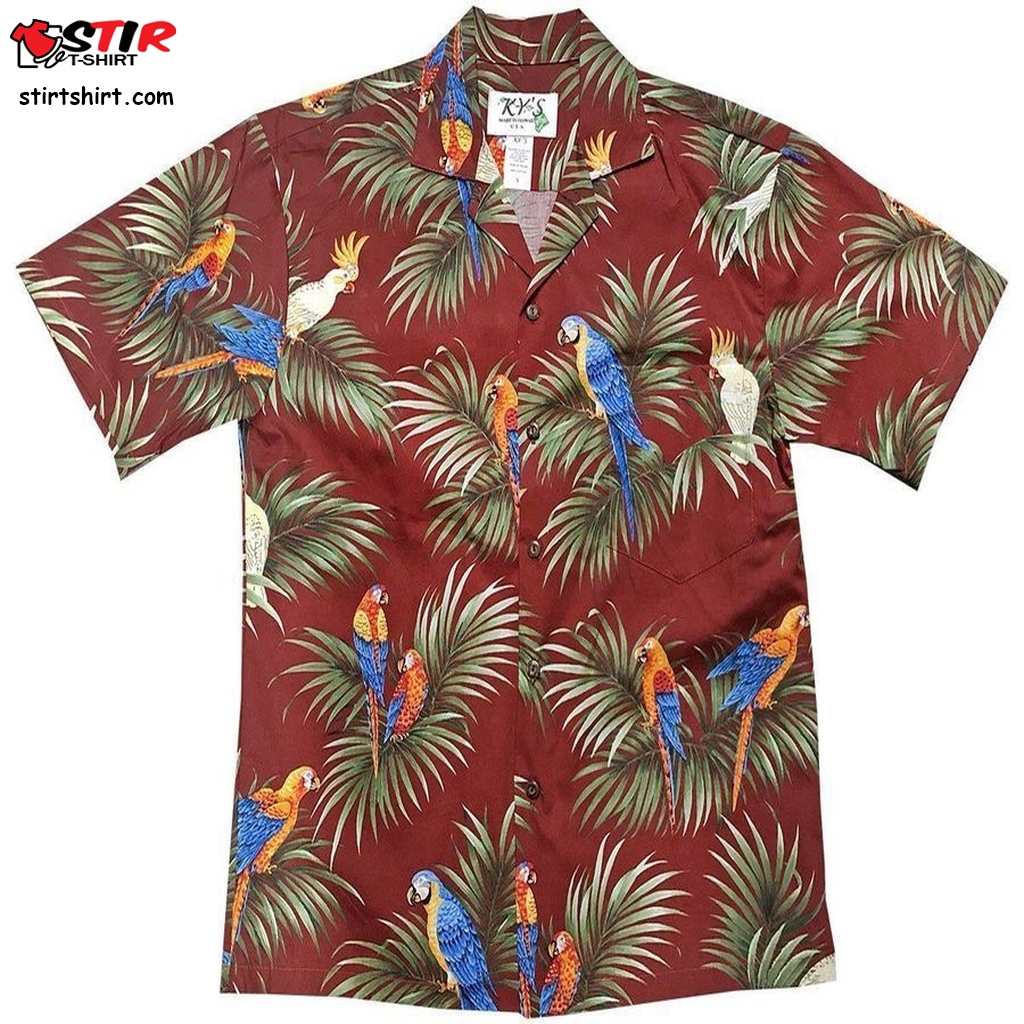 Alert Parrots Red Hawaiian Shirt   170   Red