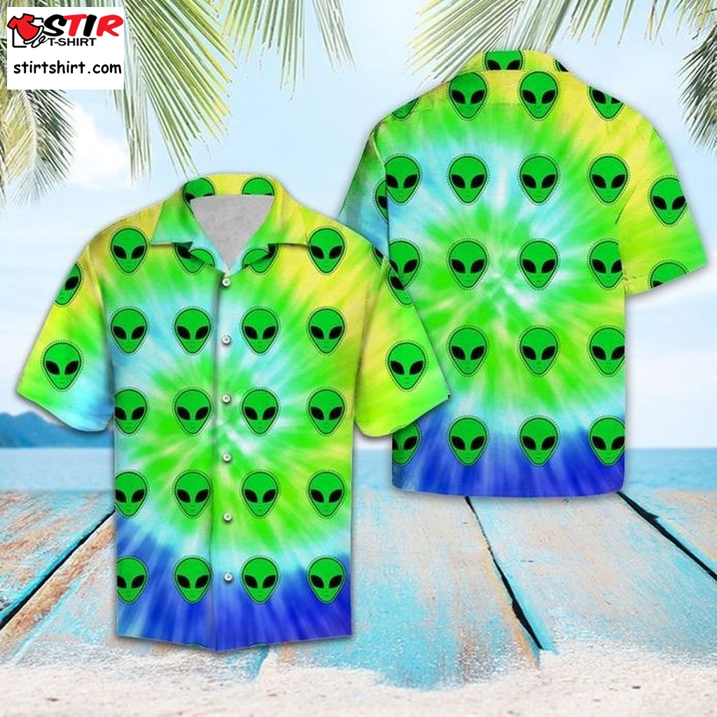 Alien Tiedye Hawaiian Shirt Aloha Womens Hawaiian Shirts Gift Shirts, Graphic Tee