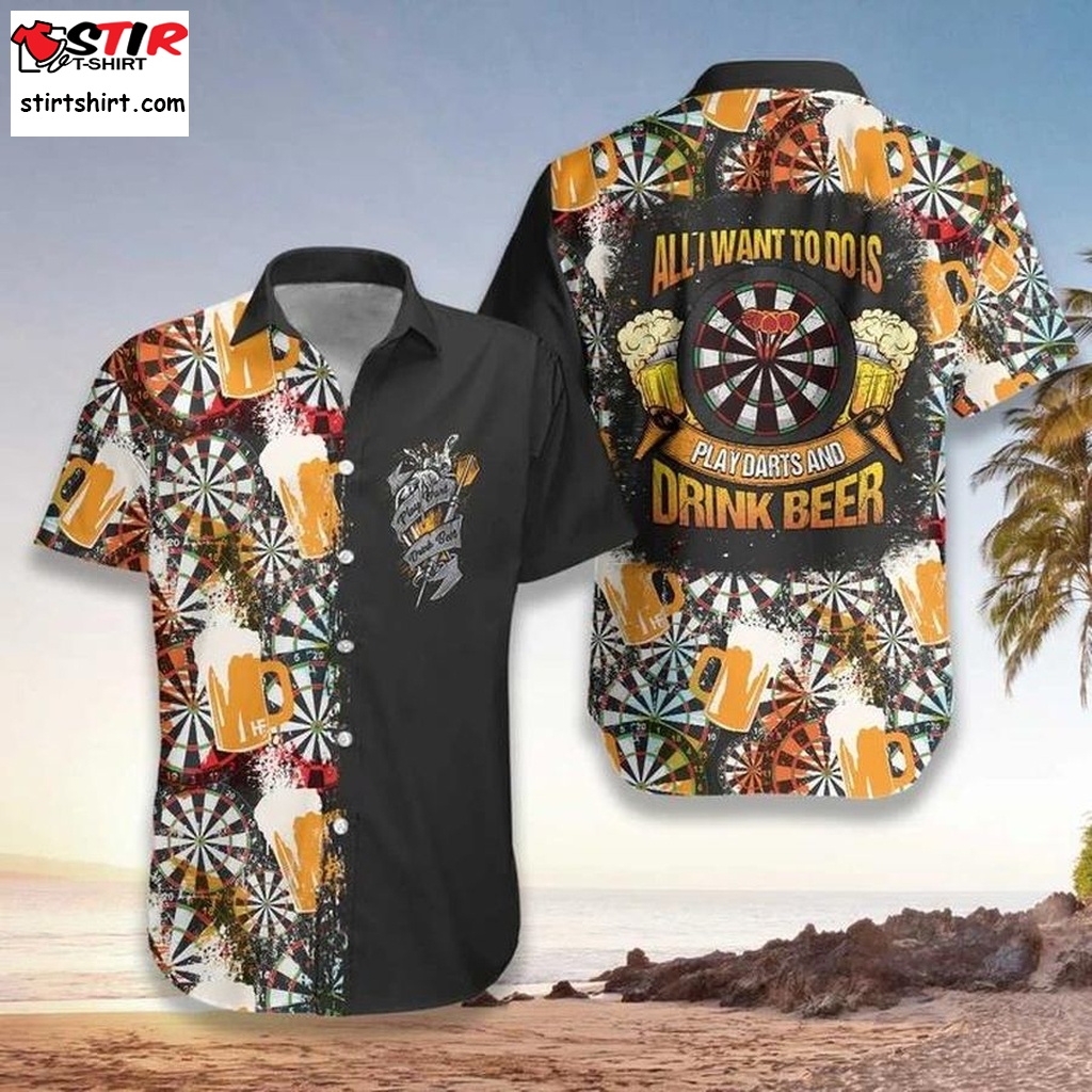 All I Want To Do Is Darts And Beer Hawaiian Shirt Aloha Womens Hawaiian Shirts Gift Shirts
