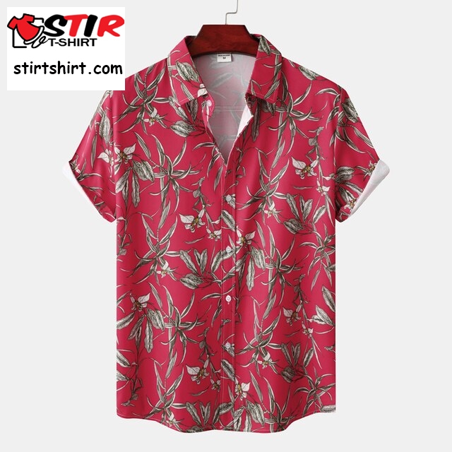 Aloha Shirt Men_S Floral Shirt Men Clothing Chemise Aloha Shirt Red  Red Hawaiian Flower Shirt