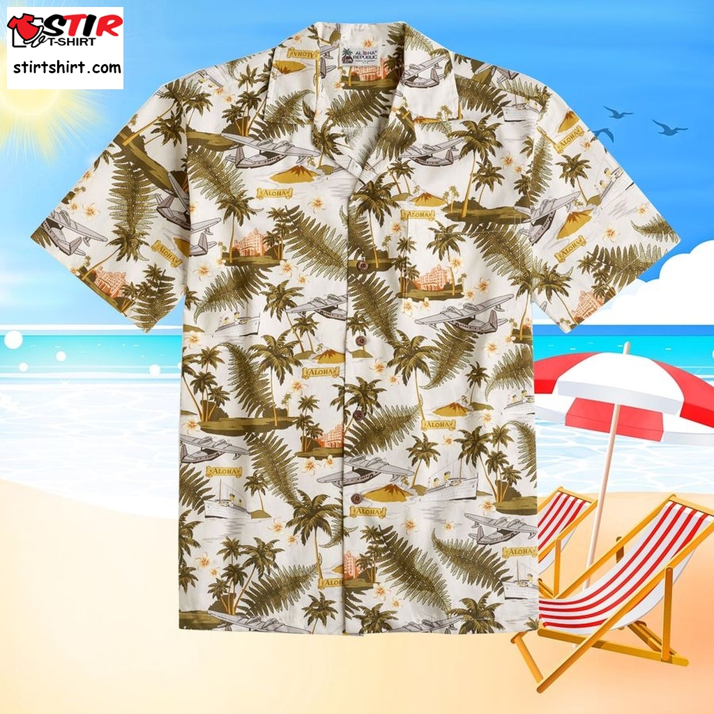 90S Aloha Shirt L, Vintage White Tropical Carriage Court Hibiscus Grapes  Floral Print Hawaiian Blouse, Large Vintage s - StirTshirt