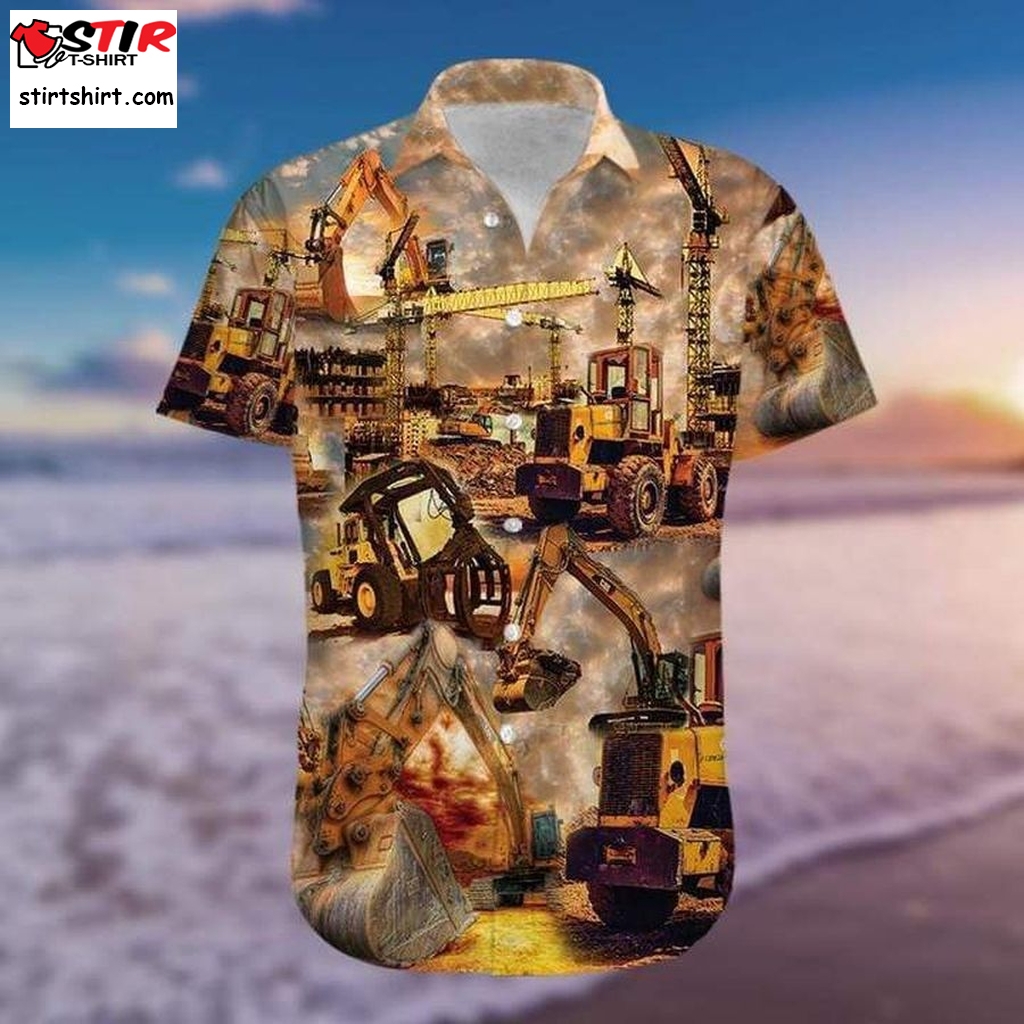 Amazing Beautiful Construction In The Sunset Hawaiian Shirt Long Sleeve, Polo Shirt, Funny Shirts  Long Sleeve 