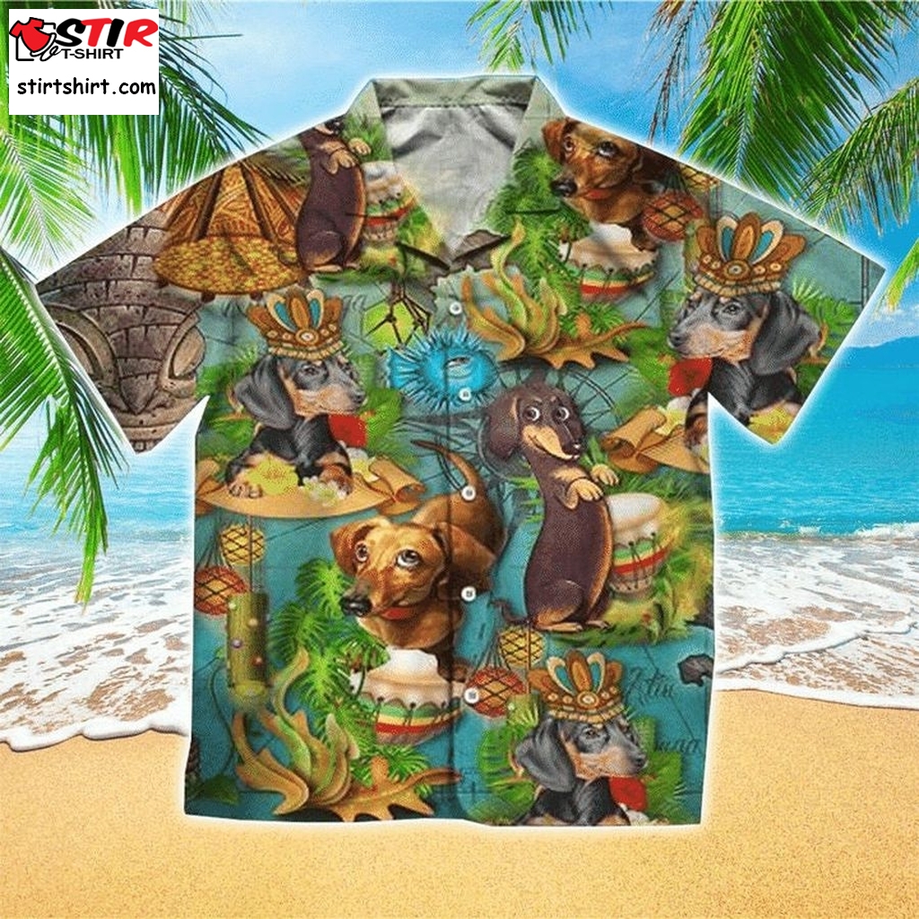 Amazing Dachshund Funny Summer Hawaiian Shirt For Dog Lovers   Dog Button Down Aloha Shirt, Short Sleeve Series   Vintage Beach Shirt 1