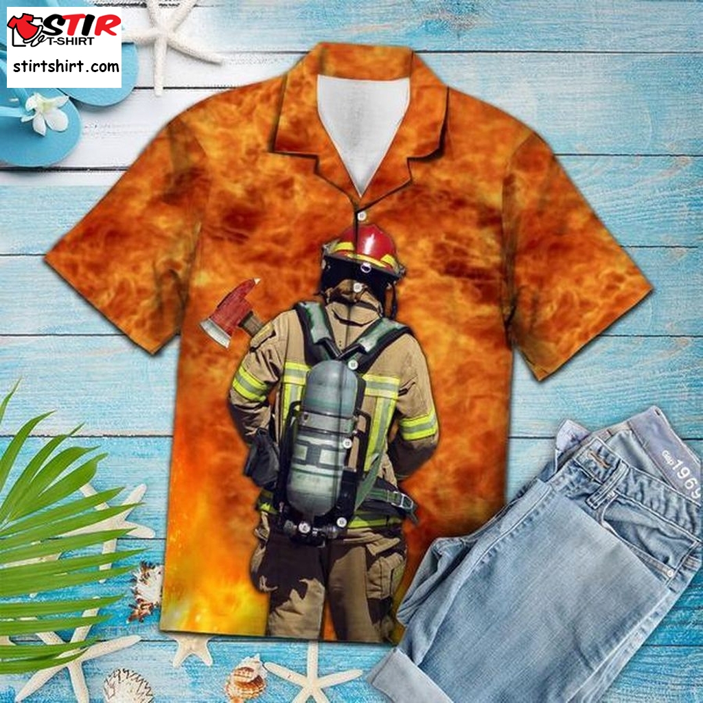 Amazing Firefighter Hawaiian Shirt Gift Shirts, Graphic Tee Long Sleeve Hawaiian Shirts