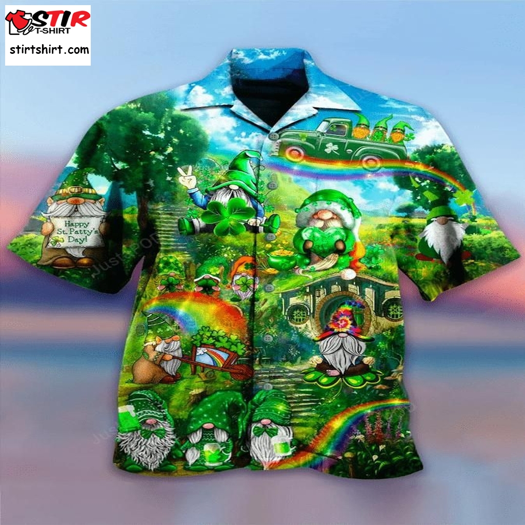 Amazing Irish Gnomes So Cute On St Patrick Day Green Hawaiian Aloha Shirts  Hawaiian Themed Shirt