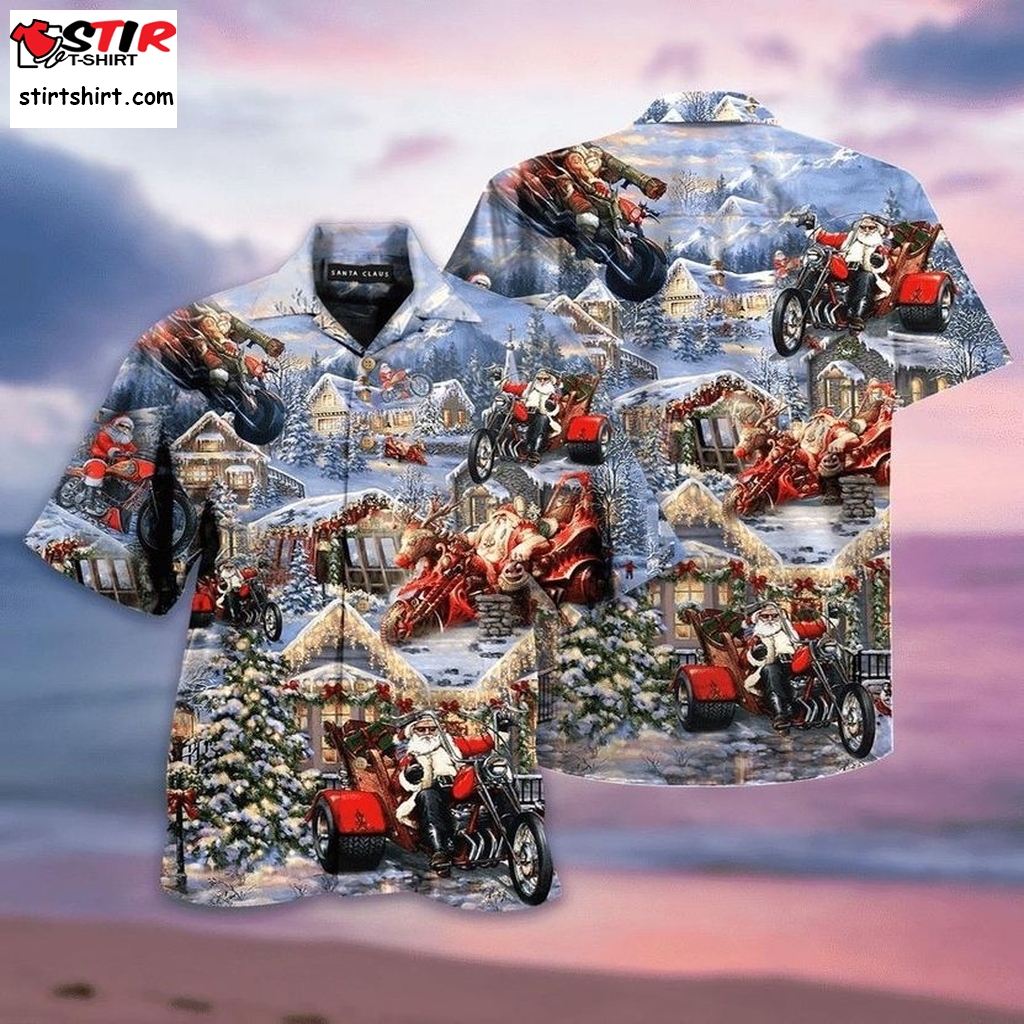 Amazing Santa Biker Hawaiian Shirt Pre11951, Family Hawaiian Shirts, Gift Shirts, Graphic Tee  Family s