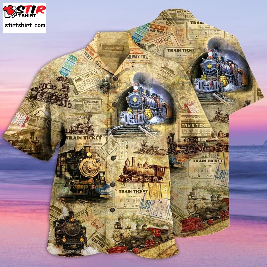 Amazing Train Locomotive Hawaiian Shirt Pre11943, Hawaiian Shirt, Beach Shorts, One Piece Swimsuit, Polo Shirt, Funny Shirts, Gift Shirts