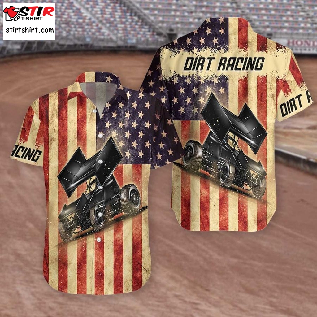 American Flag Dirt Racing Hawaiian Shirt Cheap Hawaiian Shirts, Gift Shirts