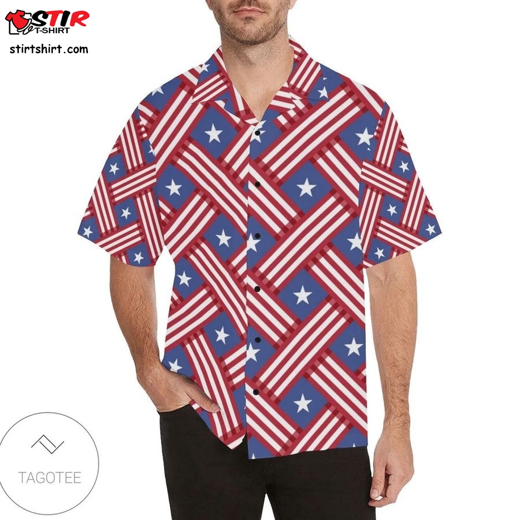 American Flag Print 3 Iconic Colors Hawaiian Shirt  Hawaiian Print Dog Shirt