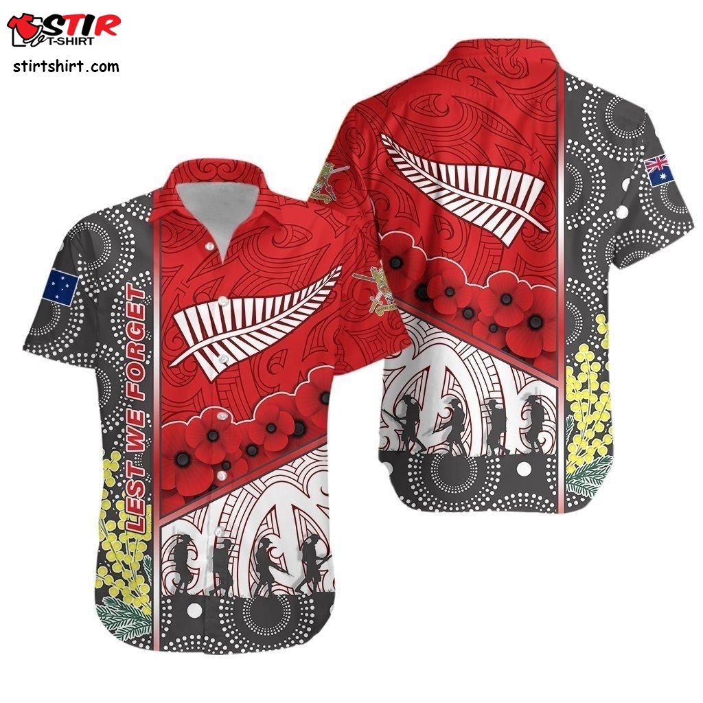Anzac Day   Lest We Forget Hawaiian Shirt Australia Indigenous And New Zealand Maori   Red  Office Space  Day