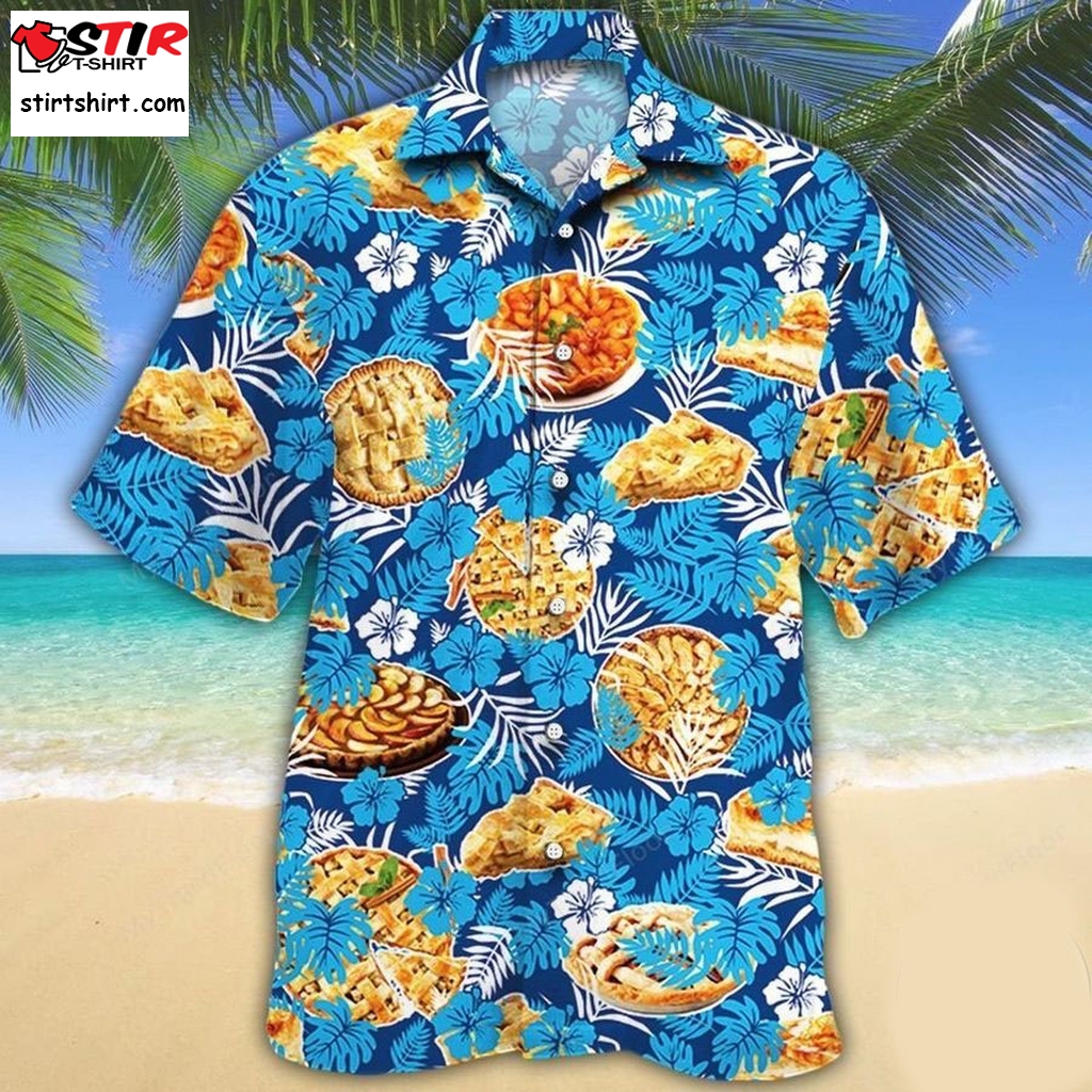 Apple Pie Lovers Blue Floral Hawaiian Shirt   Blue