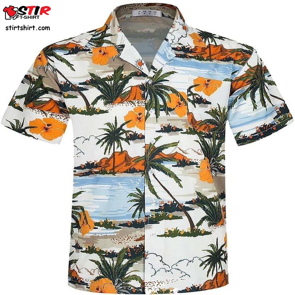 Aptro Mens 4 Way Stretch Hawaiian Shirt Tropical Beach Shirts