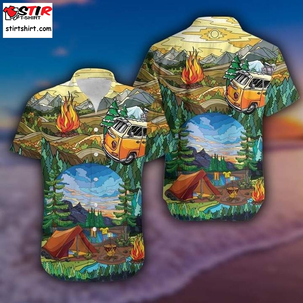 Art Of Camping Hawaiian Shirt Pre13585, Hawaiian Shirt, Beach Shorts, Womens Hawaiian Shirts  Womens s