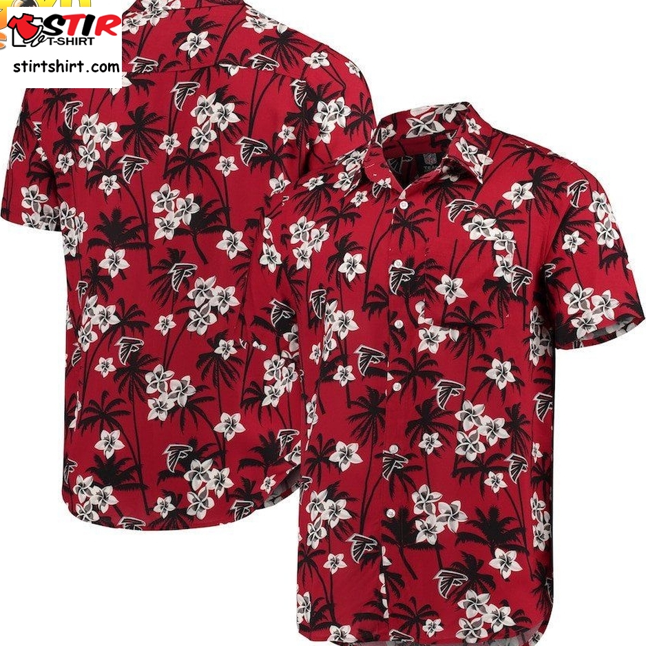 Atlanta Falcons Red Floral Woven Button Up Hawaiian Shirt  Atlanta Falcons 