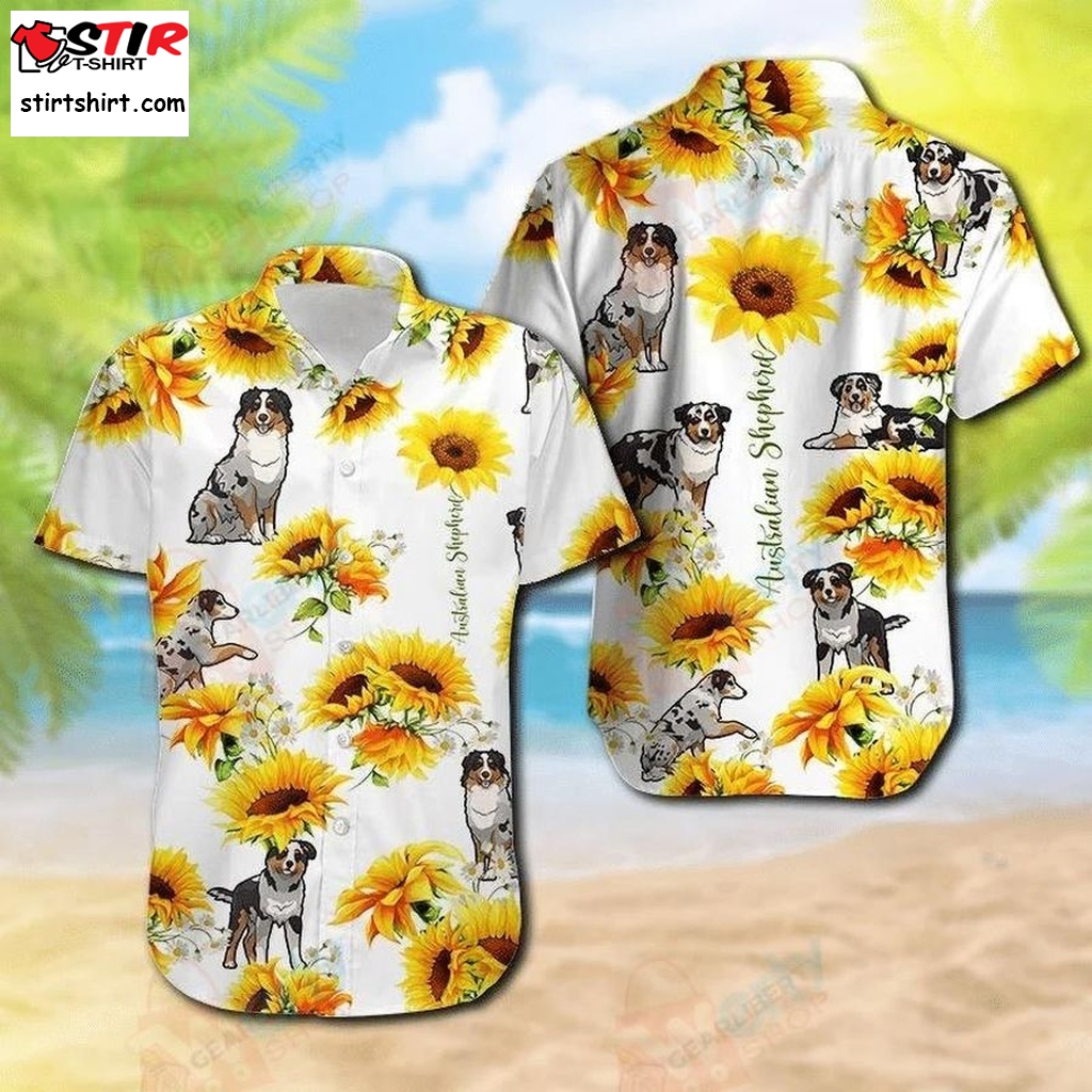 Australian Shepherd Sunflower Hawaiian Shirt Pre13600, Hawaiian Shirt, Beach Shorts, Cheap Hawaiian Shirts  Cheap s