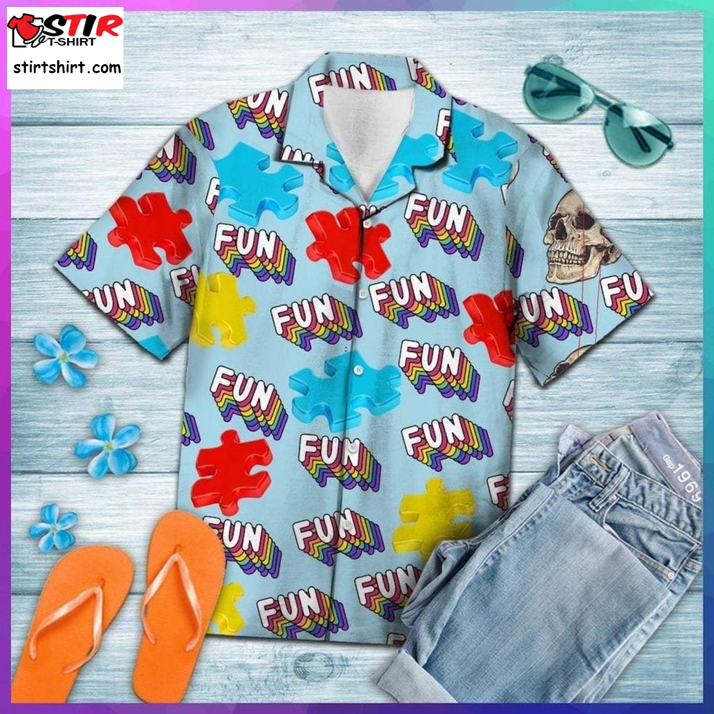 Autism Fun Summer Hawaiian Shirt Pre10936, Hawaiian Shirt, Beach Shorts, Cheap Hawaiian Shirts, Graphic Tee  Cheap s