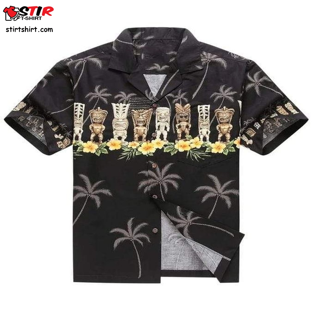 Awesome Black Tiki Hawaiian Shirt Pre13586, Hawaiian Shirt, Beach Shorts, Long Sleeve Hawaiian Shirts, Graphic Tee  Long Sleeve s