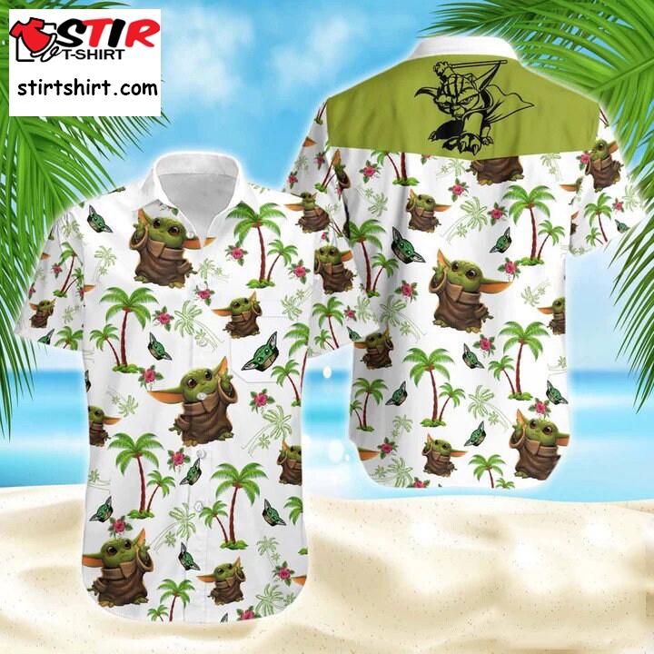 Baby Yoda Hawaii Shirt, Baby Yoda Beach Shirt, Hawaiian Shirt Men, Button Up Shirt, Baby Yoda Aloha Shirt, Gifts For Him, Vacation Shirt 2